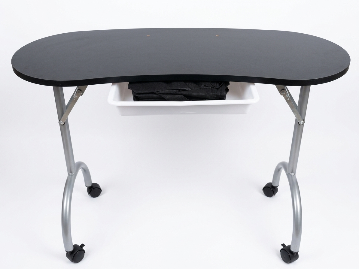 Mesa de Manicura Plegable y Portátil con Cajón Extraíble