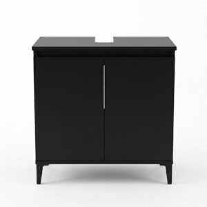 Mueble Bajolavabo Compacto en Negro Mate con 2 Puertas