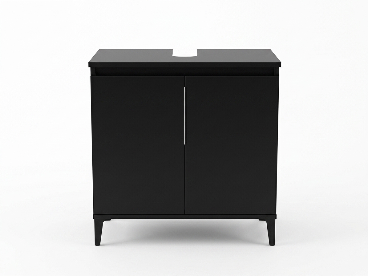 Mueble Bajolavabo Compacto en Negro Mate con 2 Puertas