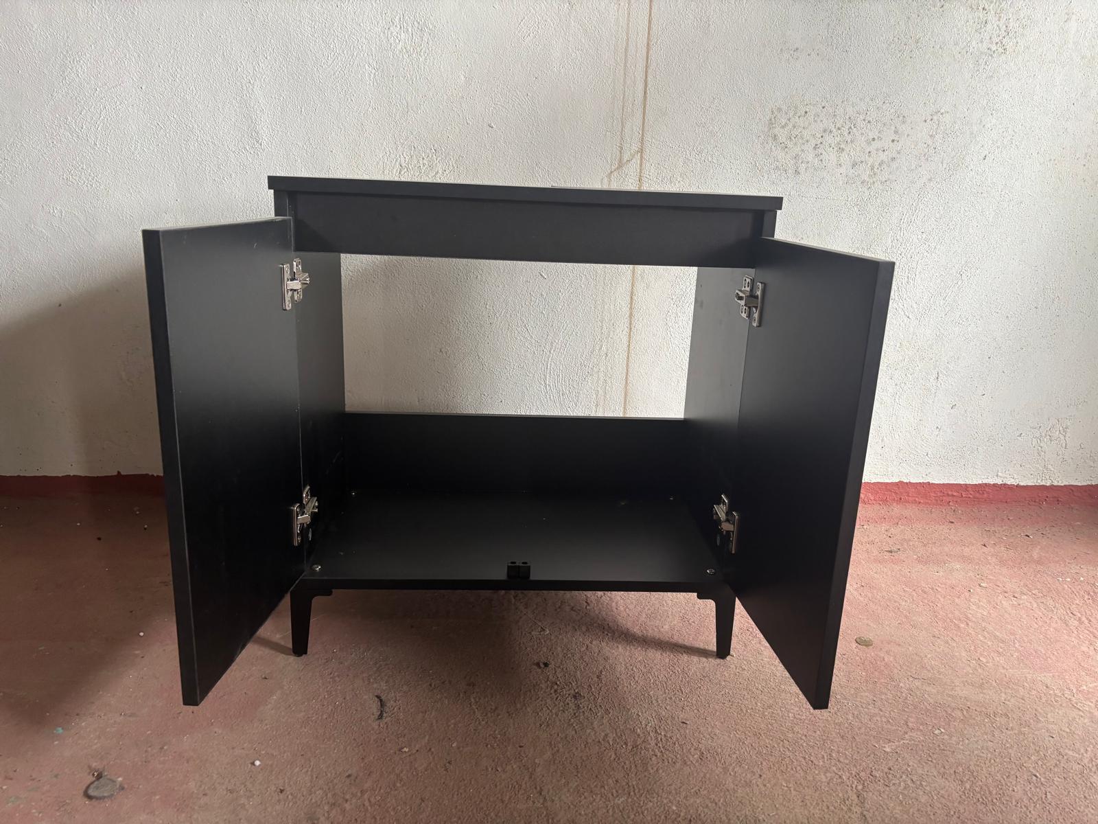 Mueble Bajolavabo Compacto en Negro Mate con 2 Puertas - Imagen 5