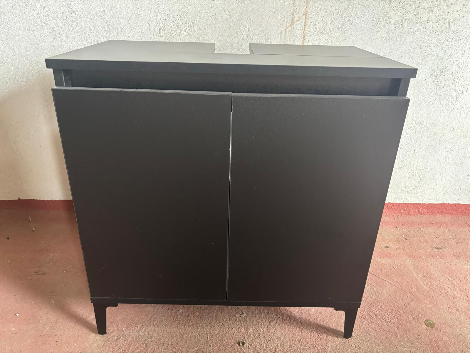 Mueble Bajolavabo Compacto en Negro Mate con 2 Puertas - Imagen 4