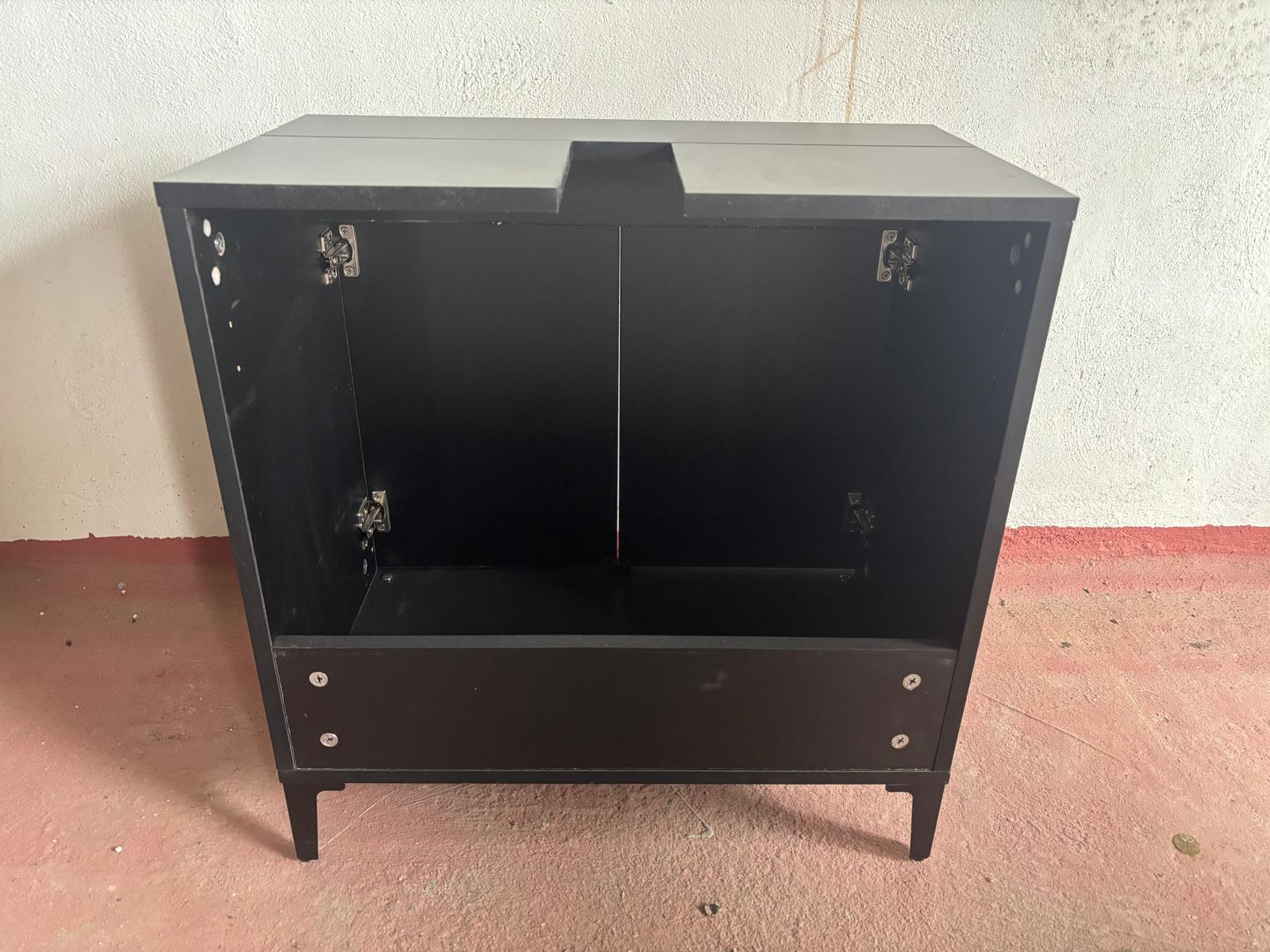 Mueble Bajolavabo Compacto en Negro Mate con 2 Puertas - Imagen 3